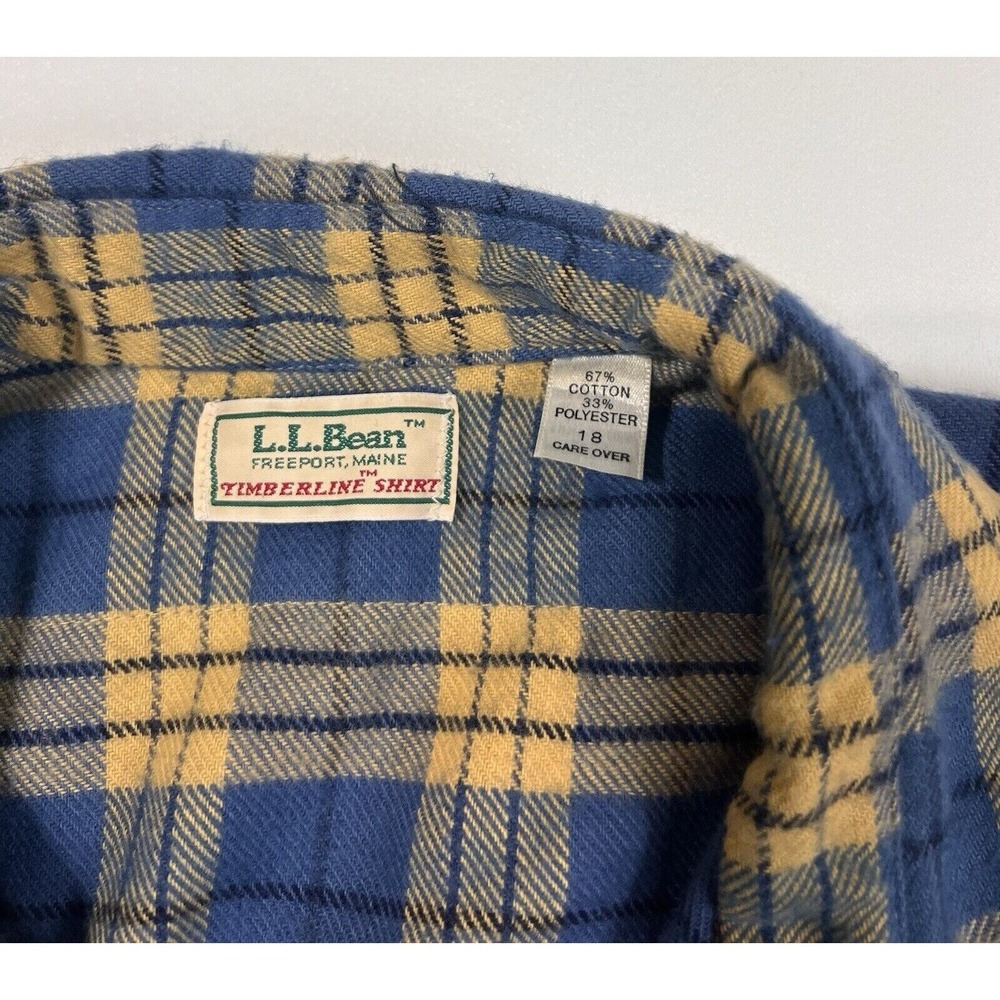 Vintage LL Bean Shirt Women 18 Flannel Timberline Freeport Main Blue‎ Button Up - Picture 4 of 5